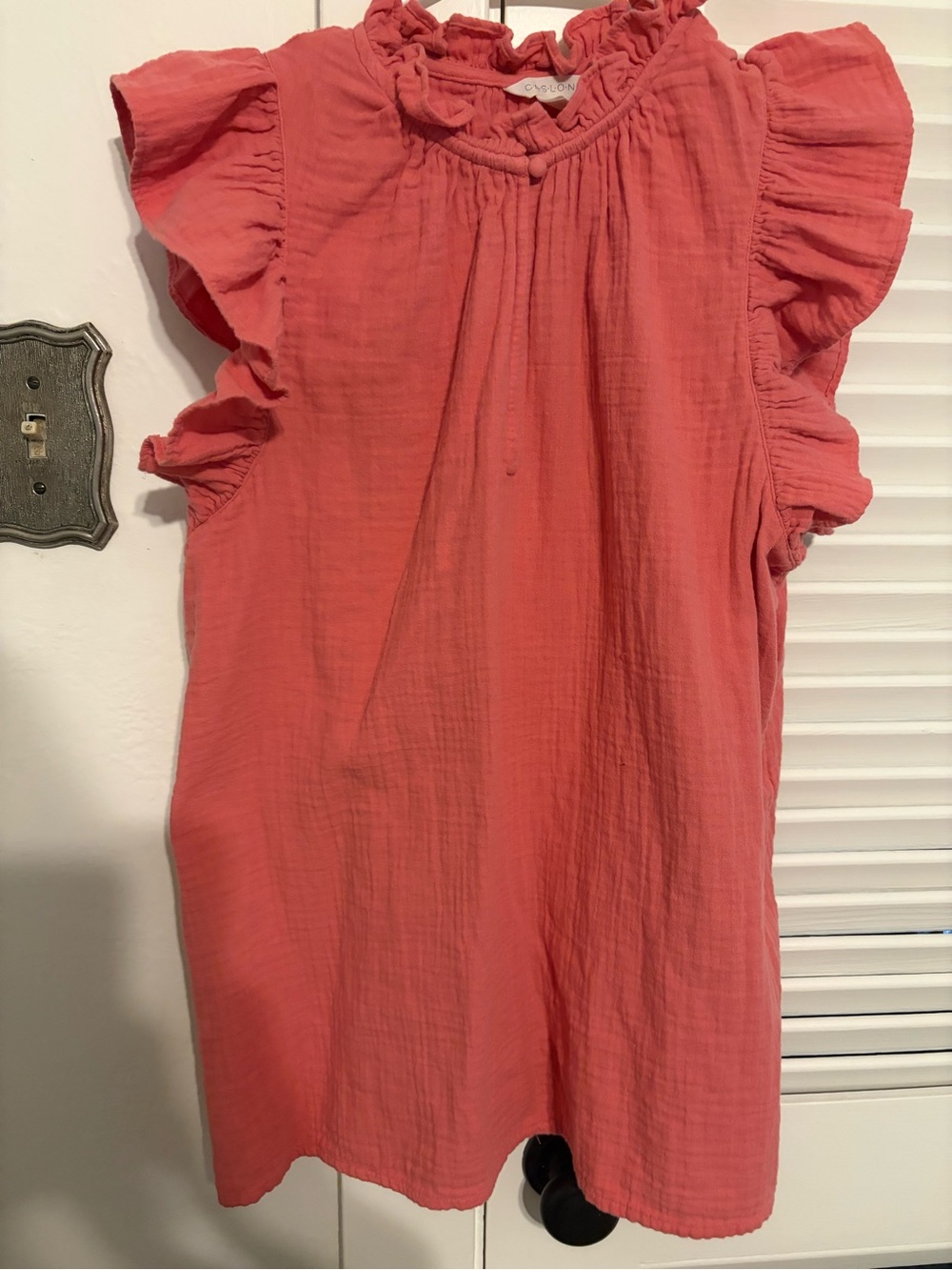 Caslon Coral Ruffle Sleeve Blouse
